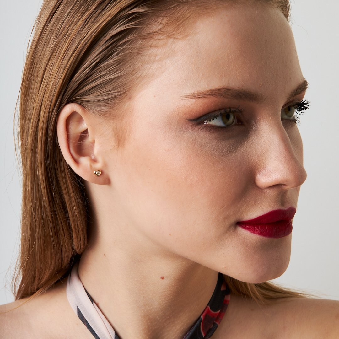 Taşlı Kalp Piercing - 925 GÜMÜŞ