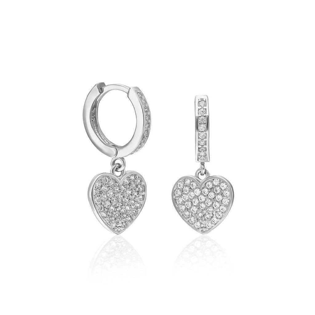 Sallantılı Taşlı Kalp Küpe - 925 GÜMÜŞ