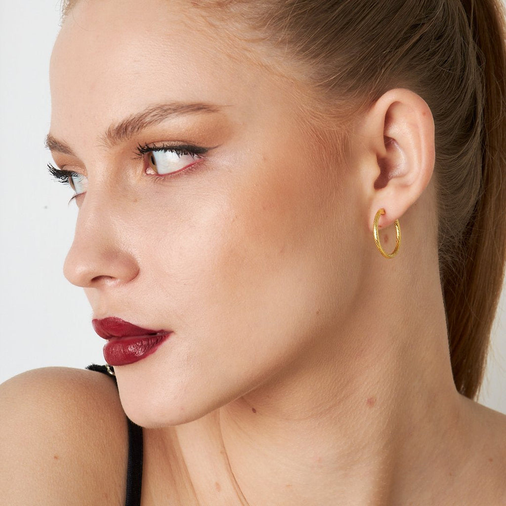 İşlemeli Taşsız Küpeler - 925 GÜMÜŞ