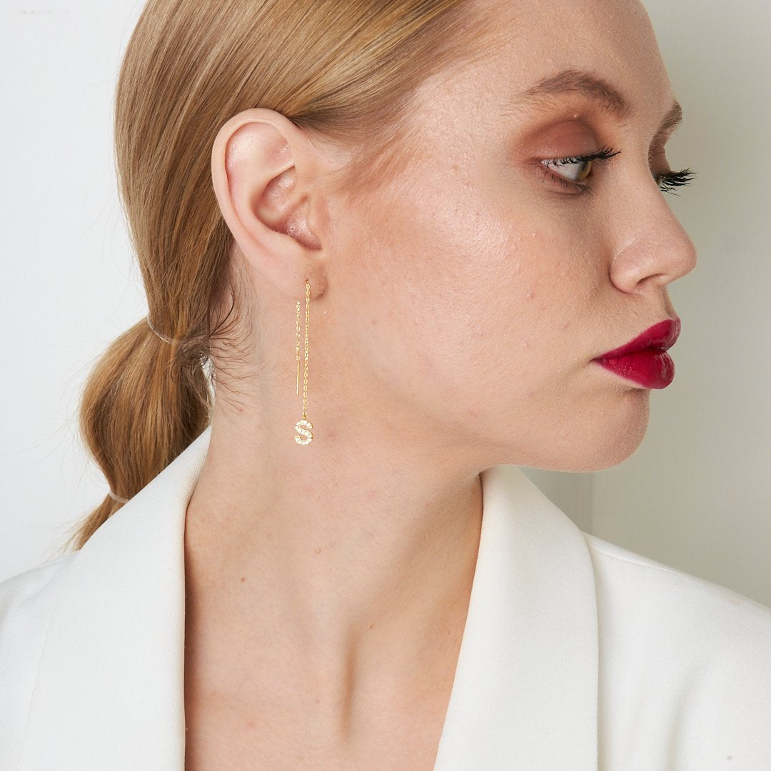 Zirkon Taşlı Sallantı Küpe - 925 GÜMÜŞ