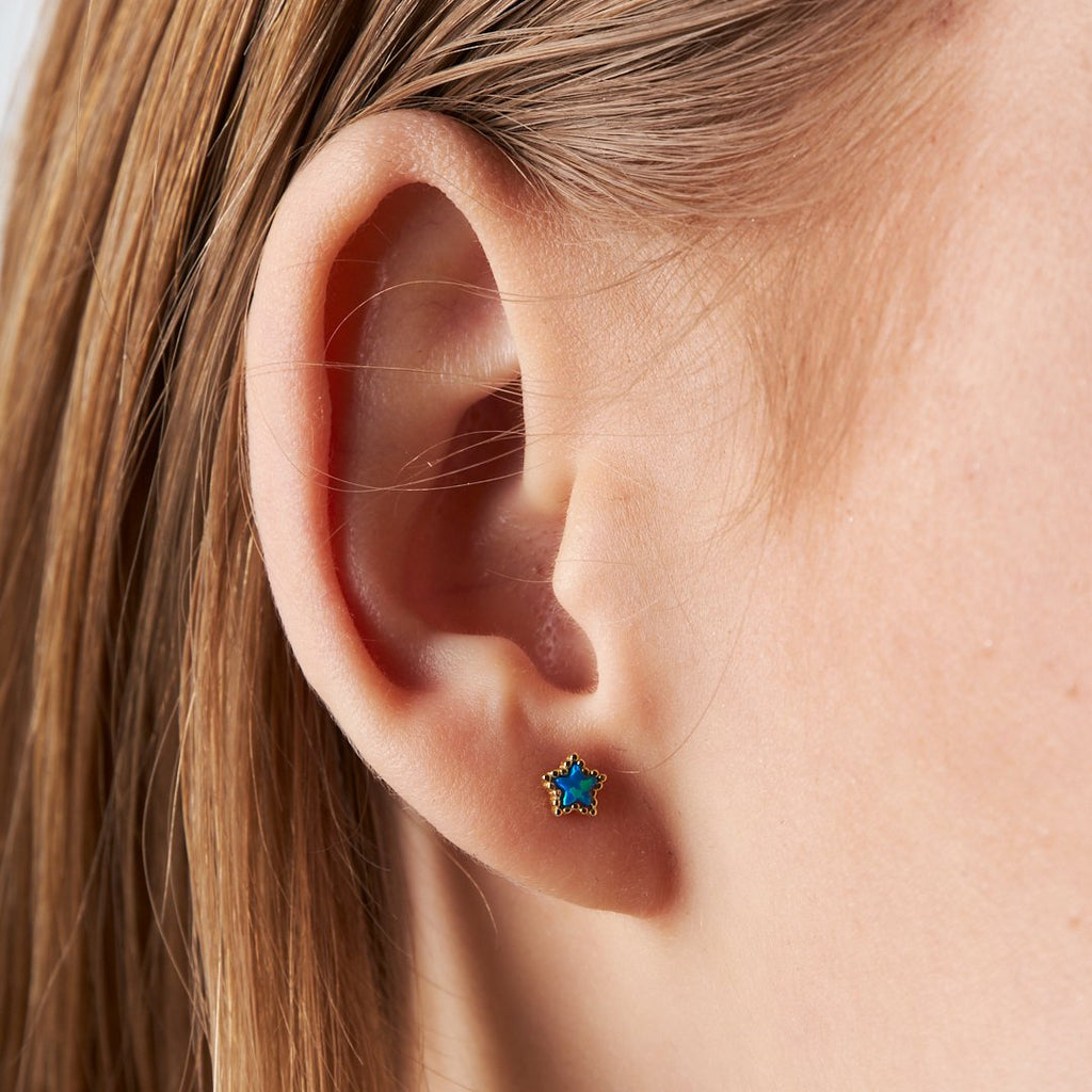 Renkli Taşlı Piercing - 925 GÜMÜŞ