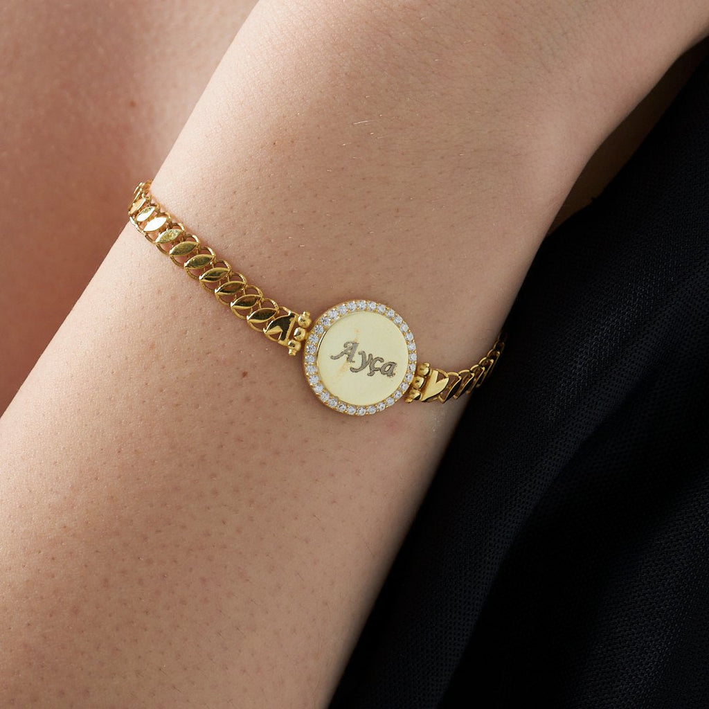 Adlandırılmış Taşlı Plaka Set - 925 GÜMÜŞ