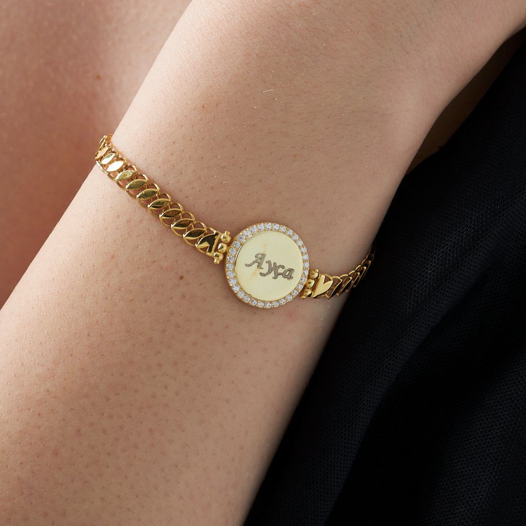 Adlandırılmış Taşlı Plaka Set - 925 GÜMÜŞ