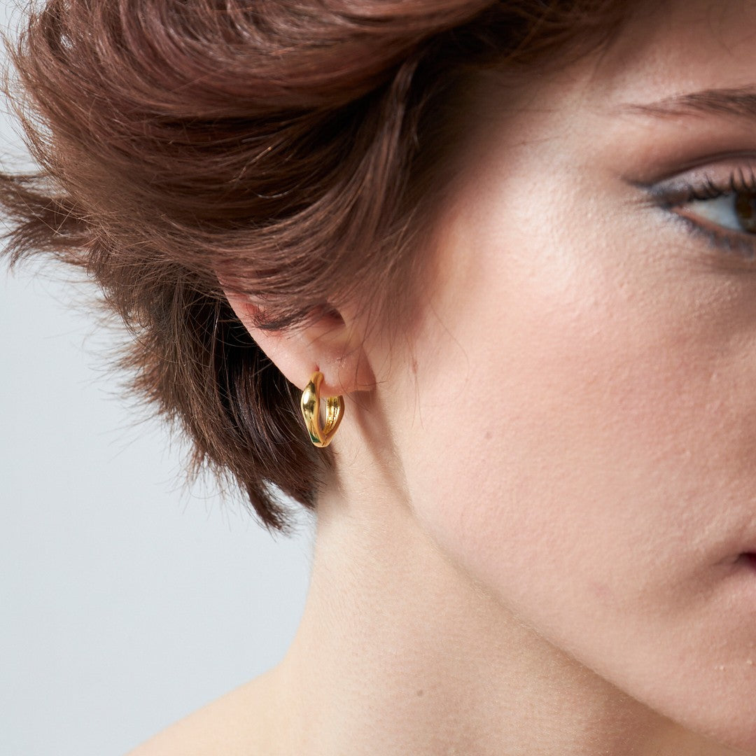 Geometrik Şekilli Halka Küpeler - 925 GÜMÜŞ