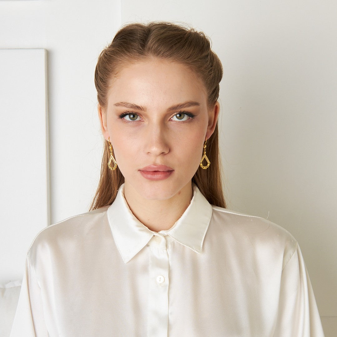 Çift Taraflı Modern Küpe - 925 GÜMÜŞ