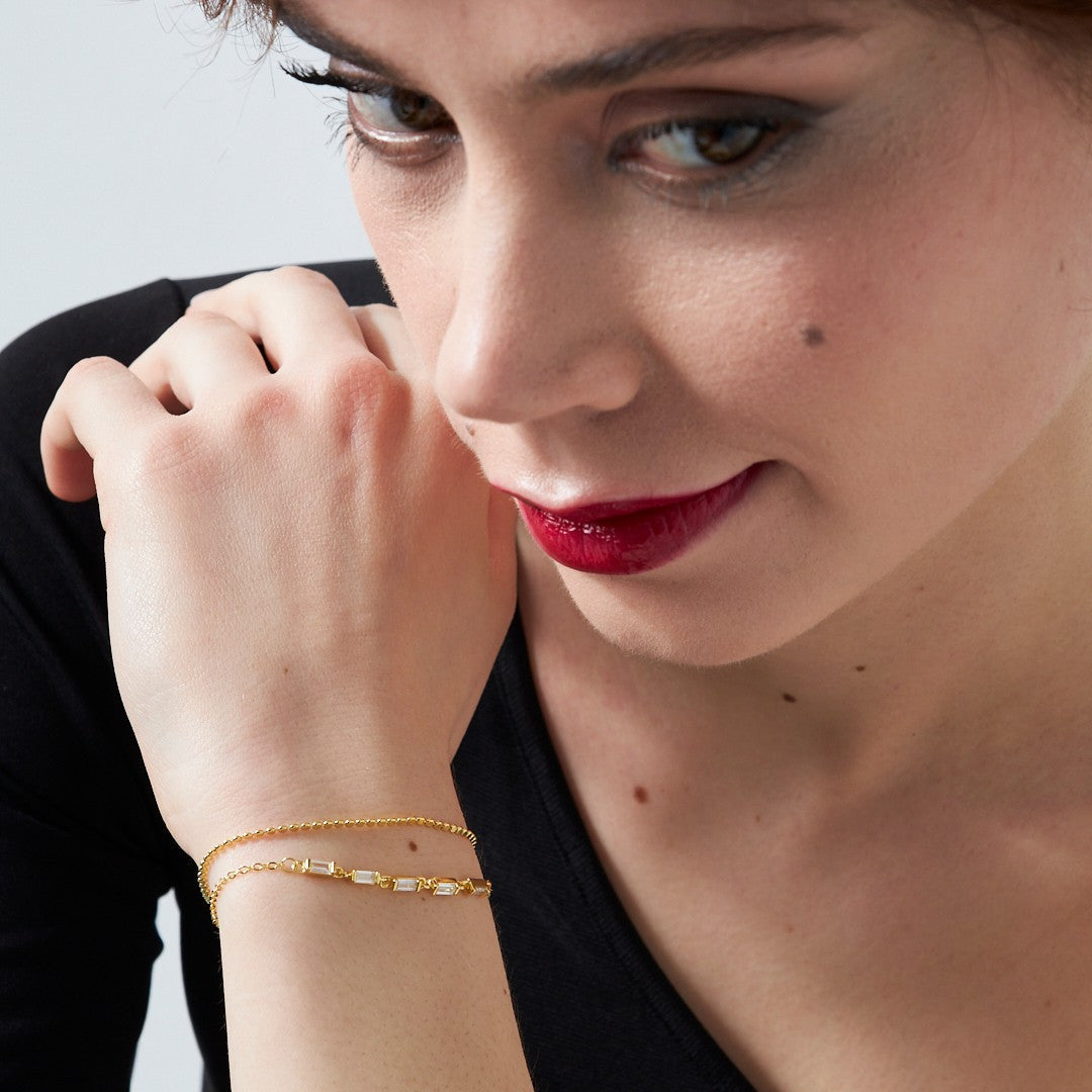 İki Zincirli Baget Bileklik - 925 GÜMÜŞ