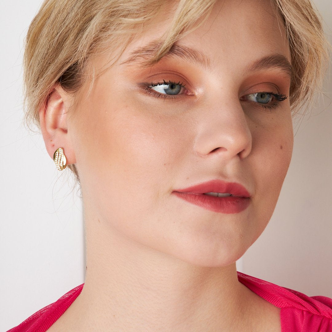 Üç Sıra Taşlı Küpe - 925 GÜMÜŞ