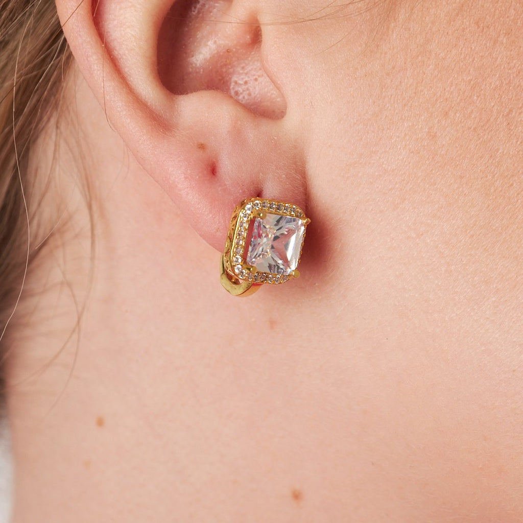 Baget Zirkon Tek Taş Küpe - 925 GÜMÜŞ