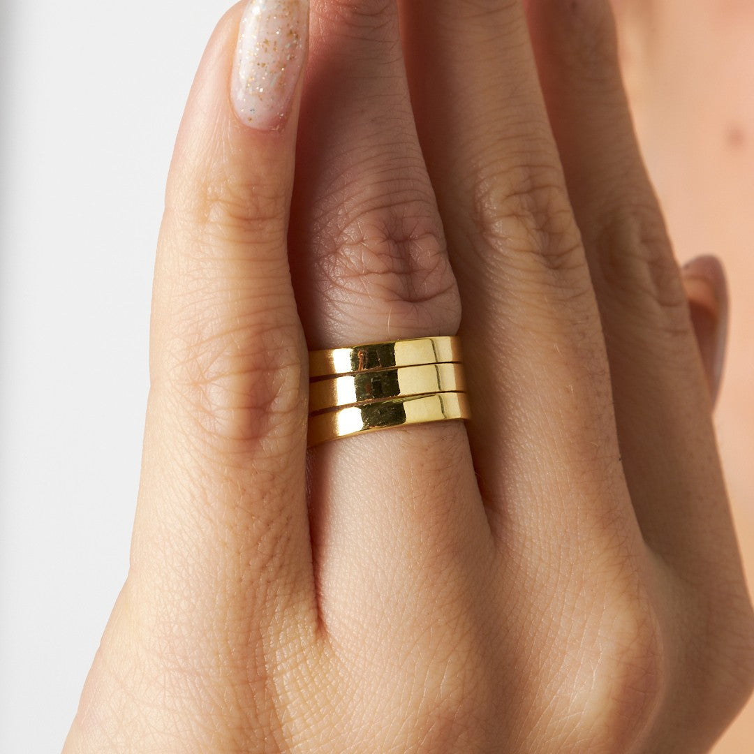 Üç Sıralı Düz Yüzük - 925 GÜMÜŞ