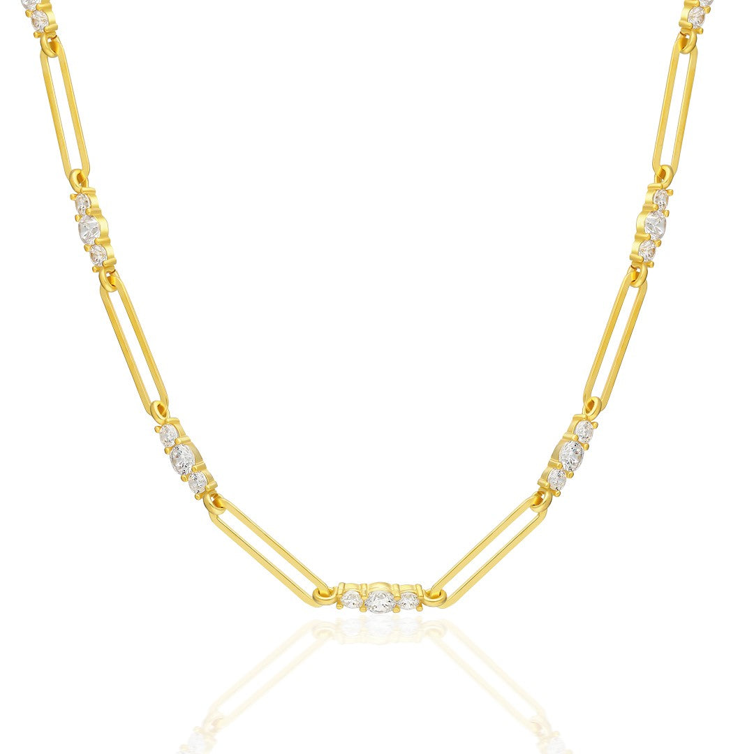 Taşlı Ataç Zincir Kolye - 925 GÜMÜŞ