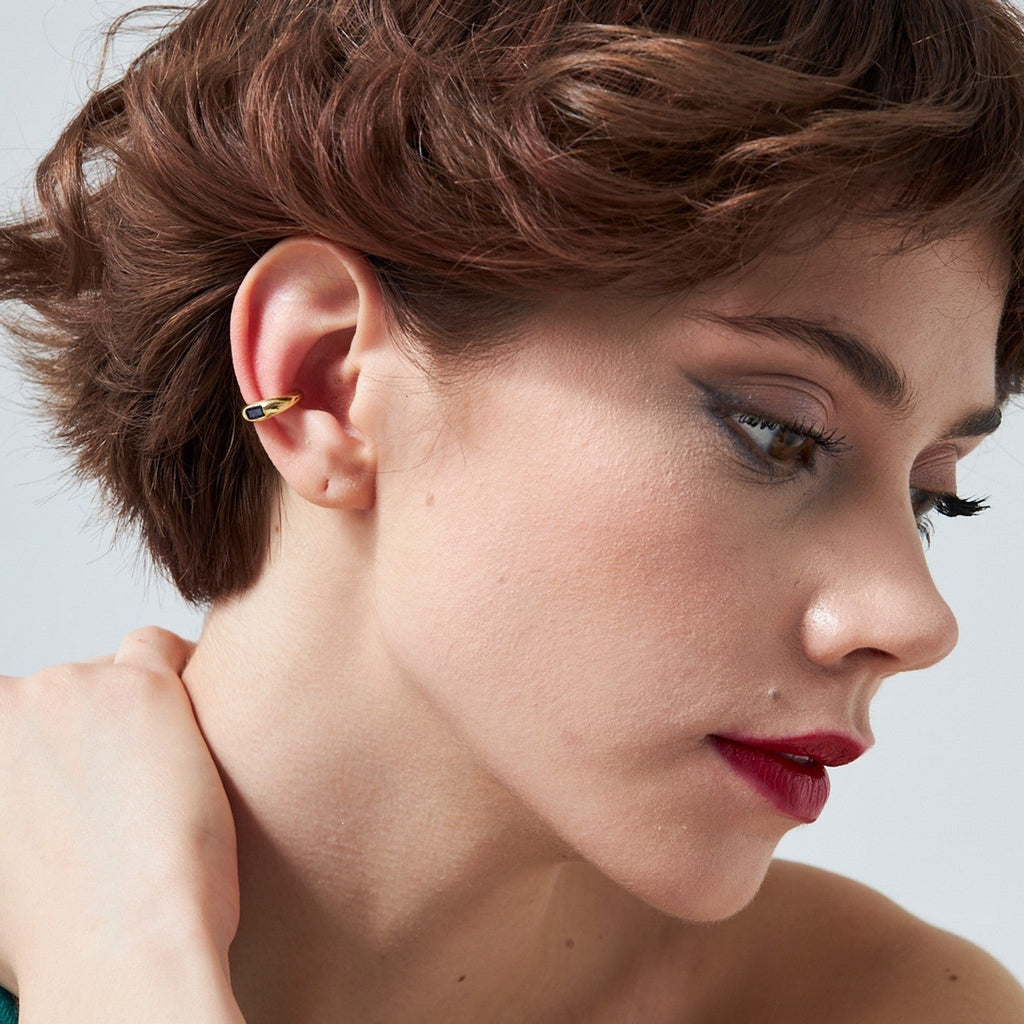 Renkli Taşlı Kıkırdak Küpe - 925 GÜMÜŞ