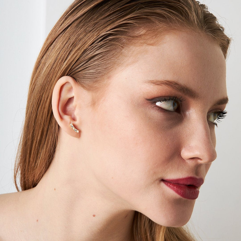 Beş İnci Taşla Piercing - 925 GÜMÜŞ