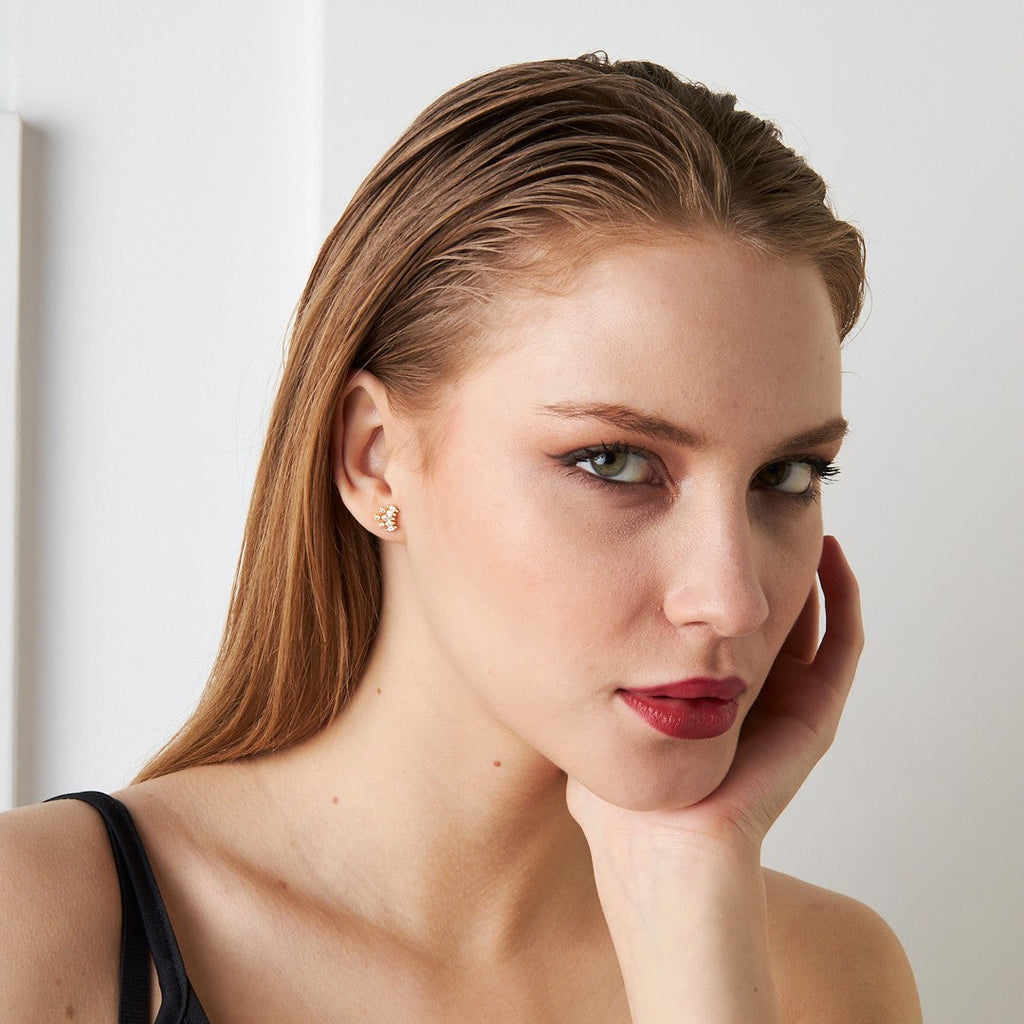 Beş Taşla Piercing - 925 GÜMÜŞ