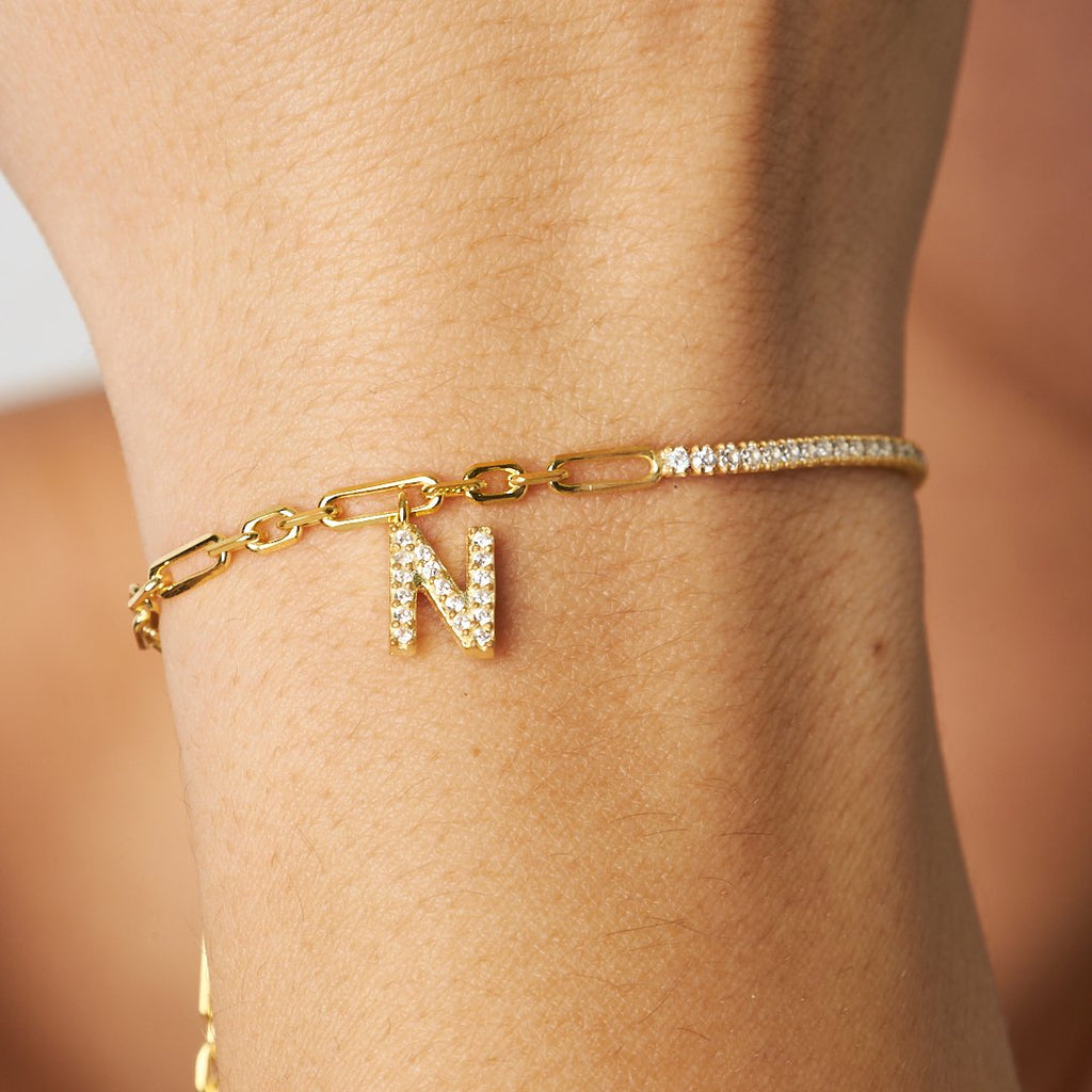 Harfli Zincir Su Yolu Bilekliği - 925 GÜMÜŞ