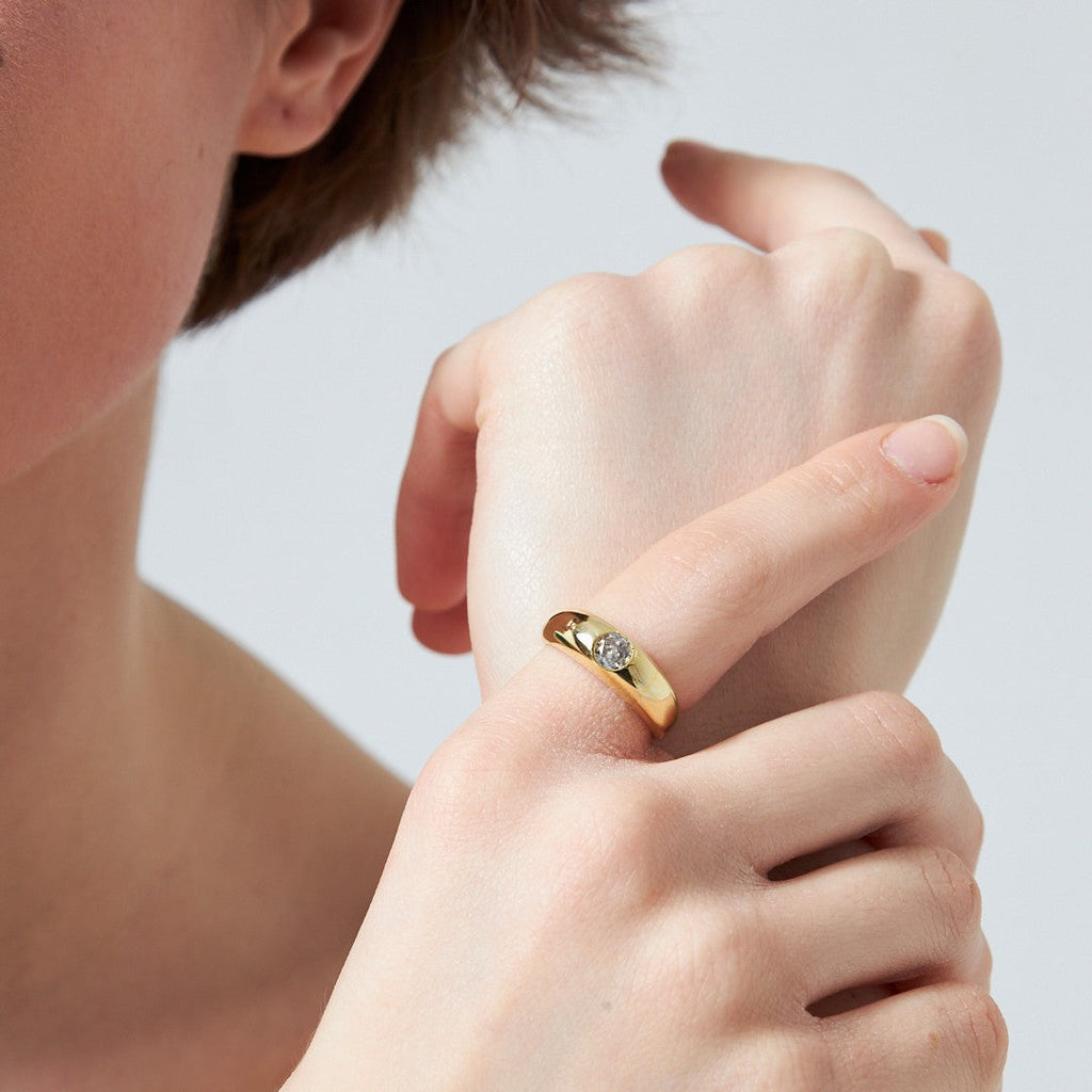 Tek Taş Bombe Yüzük - 925 GÜMÜŞ