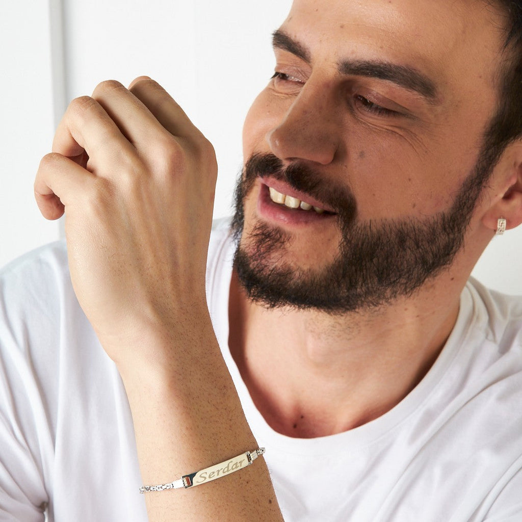 Kral Zincirli Plaka İsimli Bileklik - 925 GÜMÜŞ