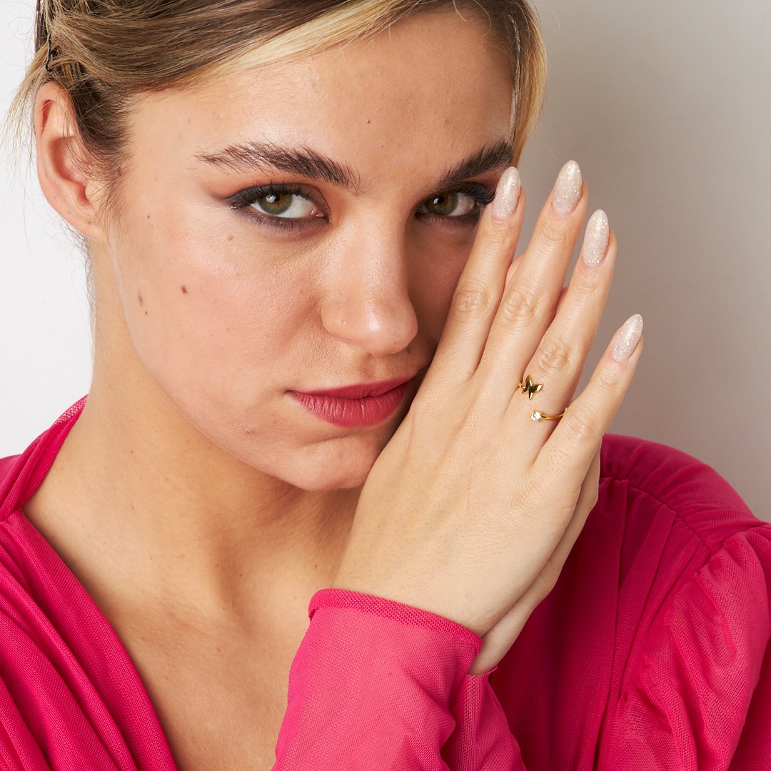 Tek Taş Kelebek Yüzük - 925 GÜMÜŞ