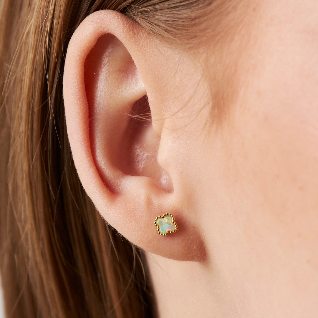 Dört yapraklı yonca piercingi - 925 GÜMÜŞ