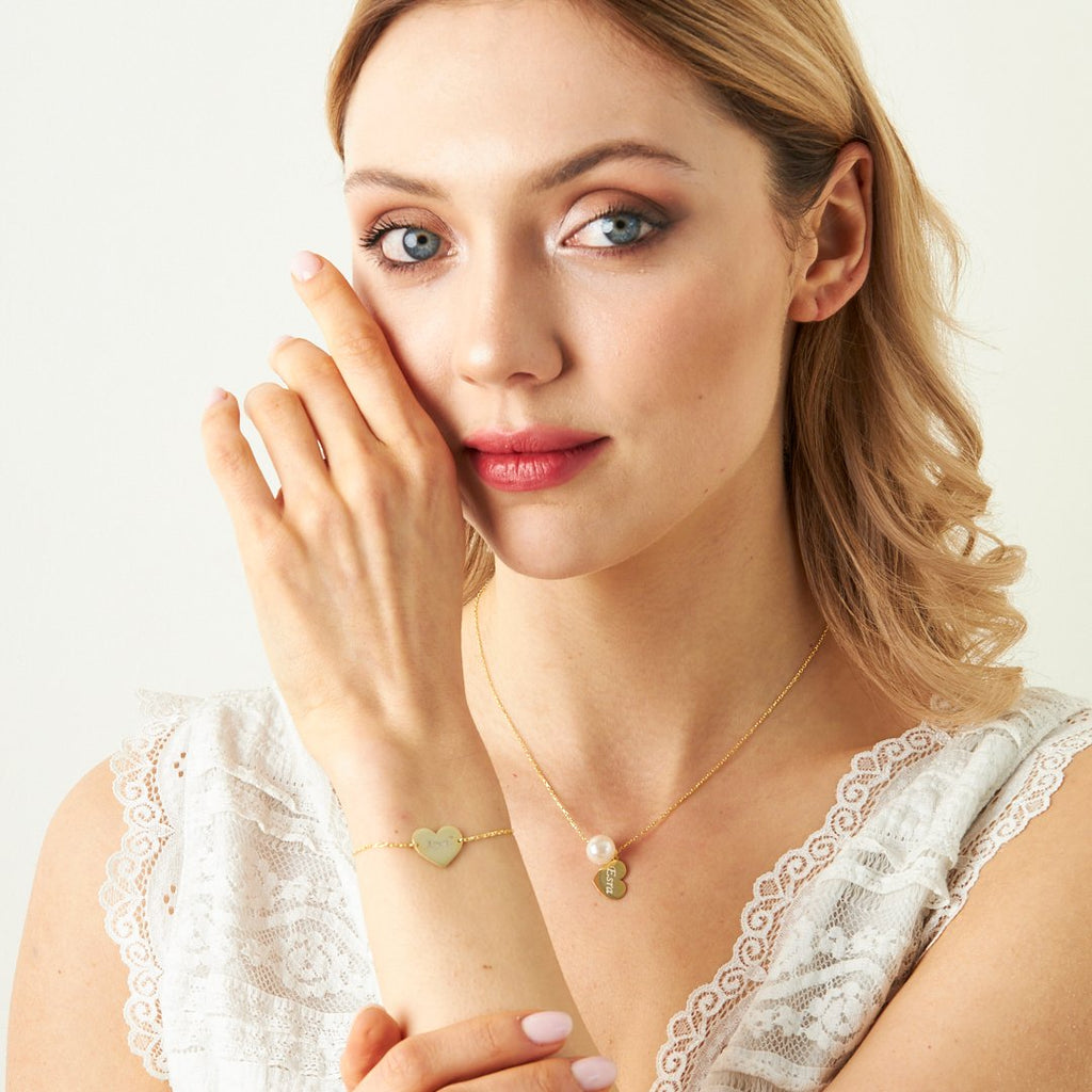 İsimli Tabela Kalp Seti - 925 GÜMÜŞ