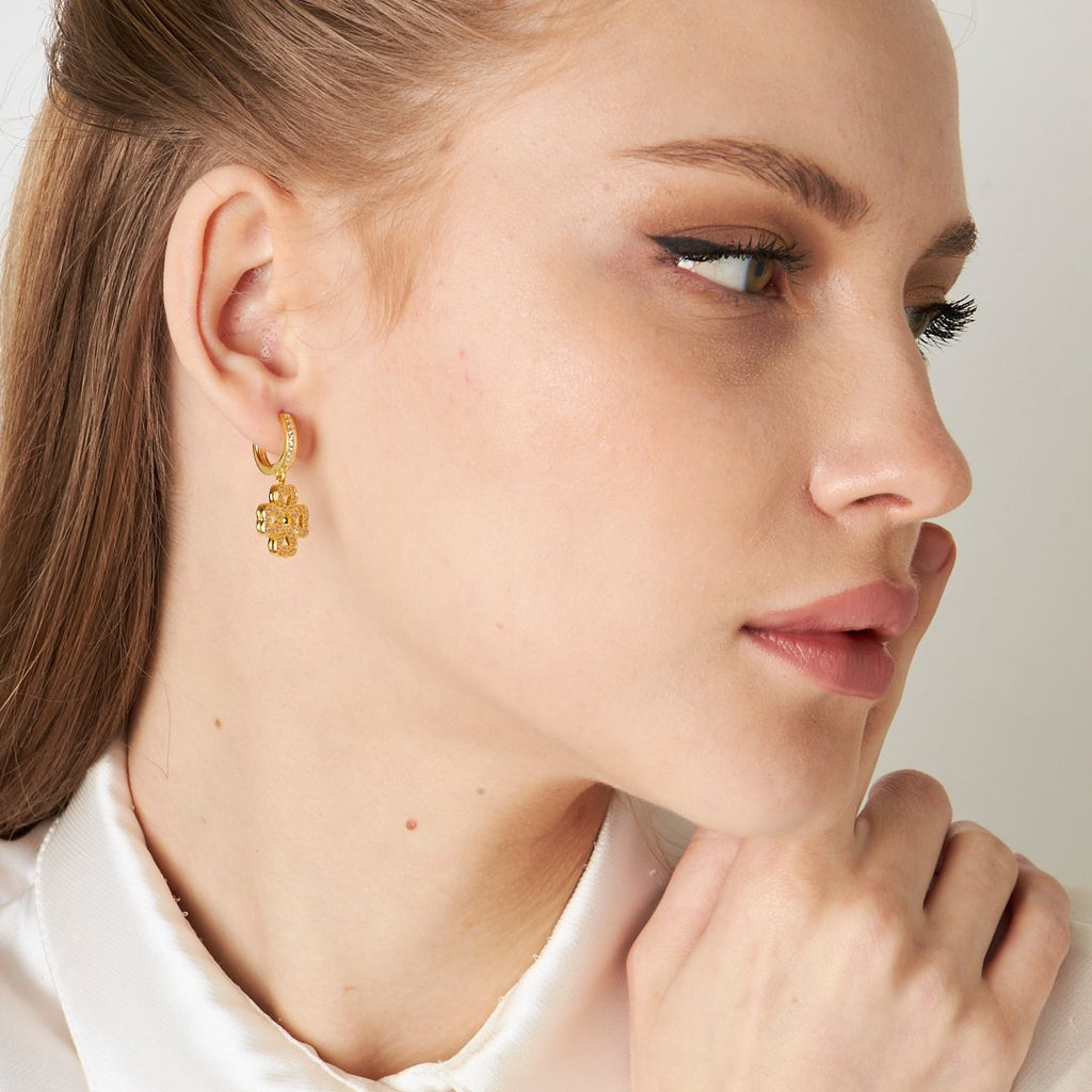 Dört Yapraklı Yonca Küpe - 925 GÜMÜŞ