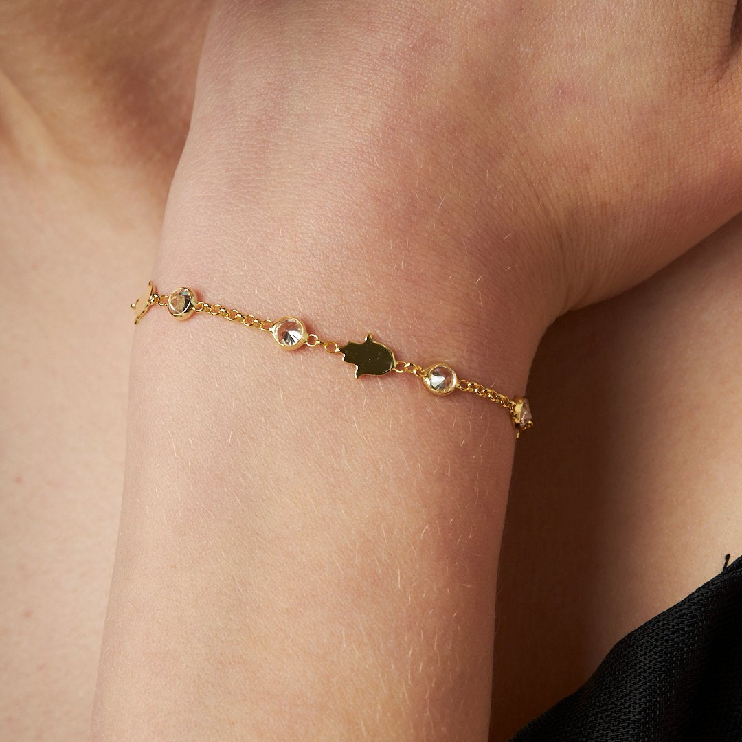 Fatma El Bilekliği Sade Taşlı - 925 GÜMÜŞ