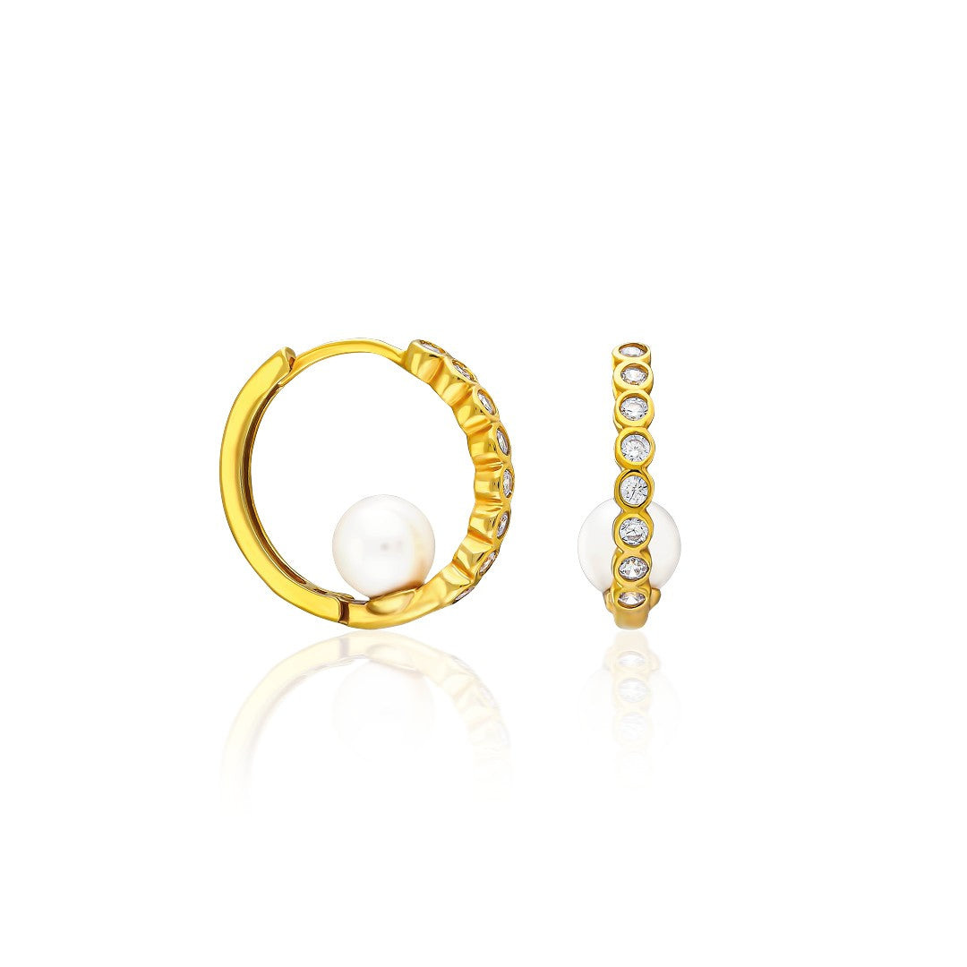 İnci Zincir Taşlı Küpeler - 925 GÜMÜŞ