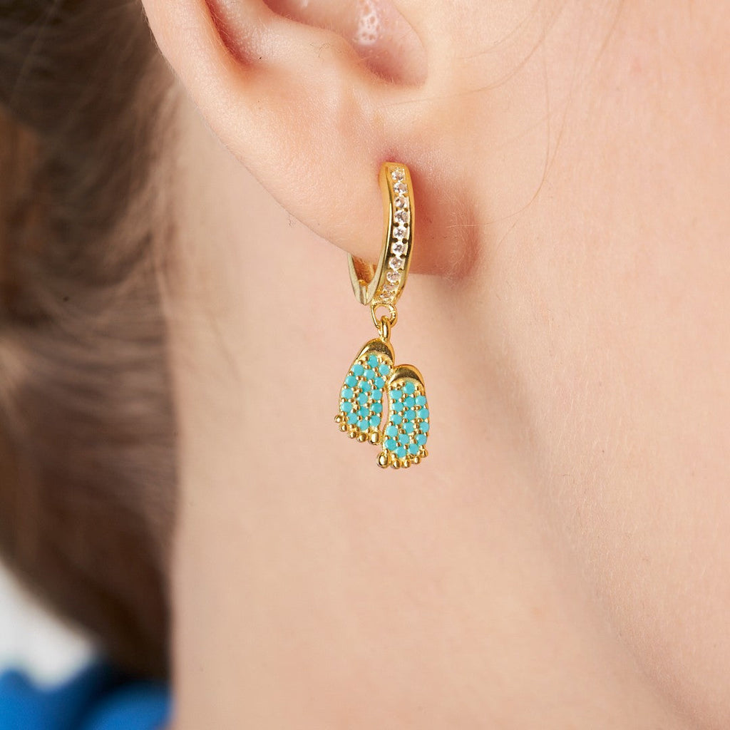 Taşlı Bebek Ayak Küpesi - 925 GÜMÜŞ