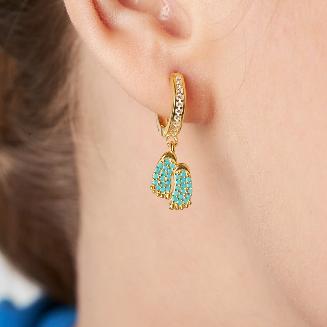 Taşlı Bebek Ayak Küpesi - 925 GÜMÜŞ