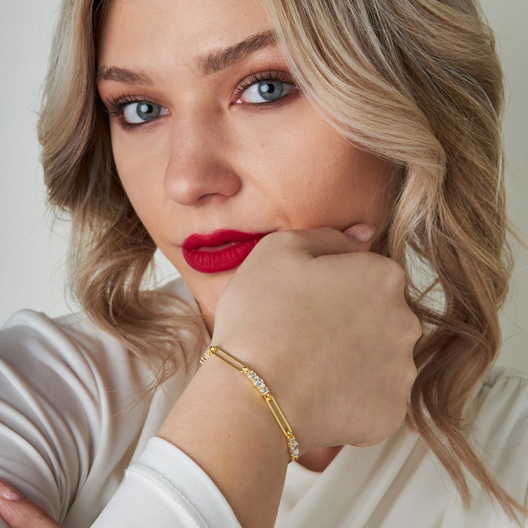 Izzy Zırkonya Zincir Bileklik - 925 GÜMÜŞ