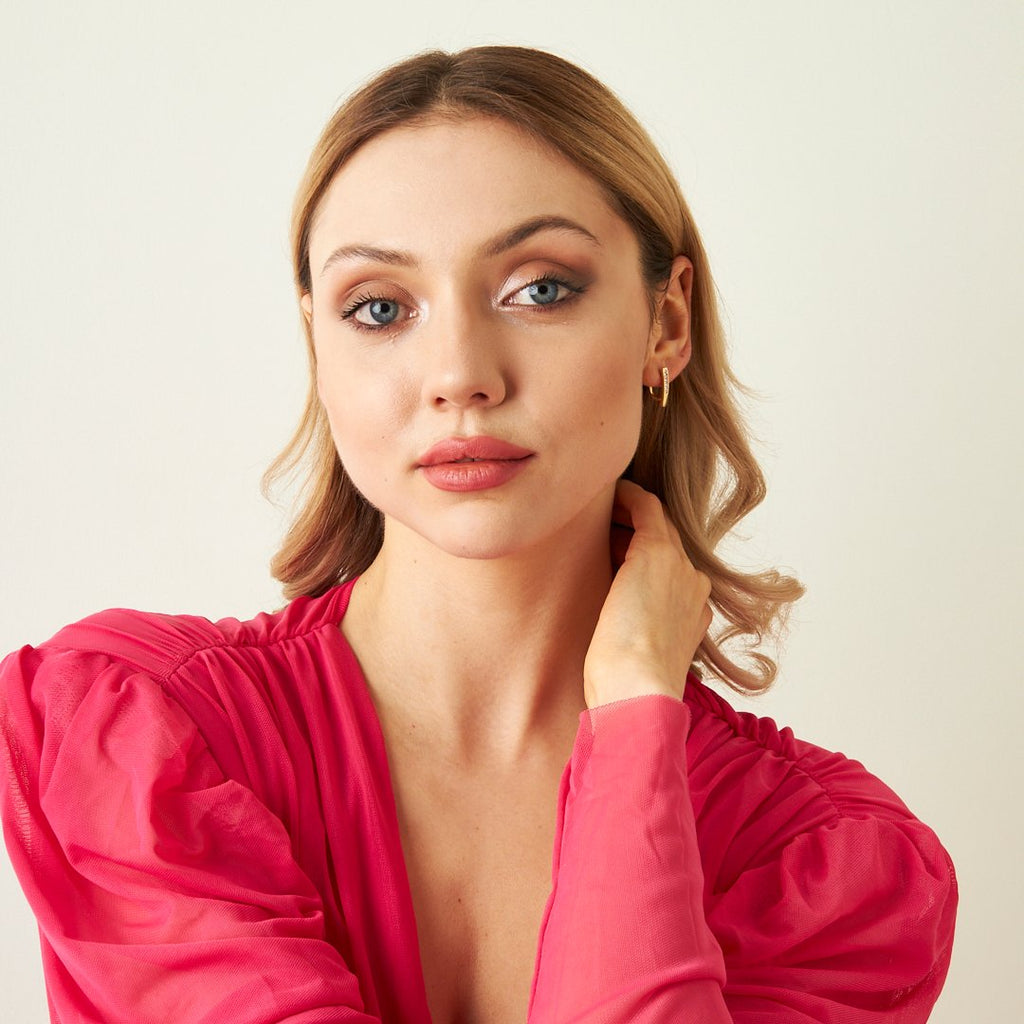 Dikey Taşlı Küpe - 925 GÜMÜŞ