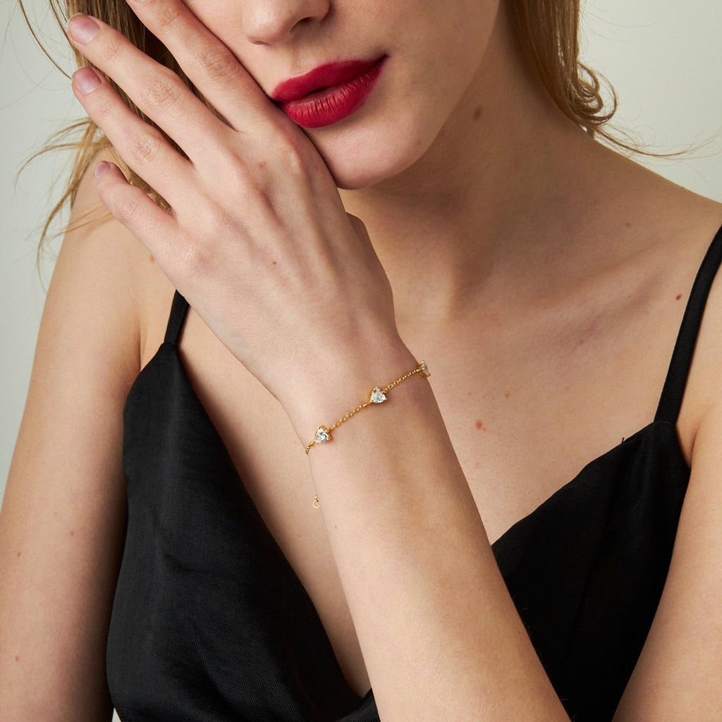 Üç Taşlı Pırlanta Bileklik - 925 GÜMÜŞ