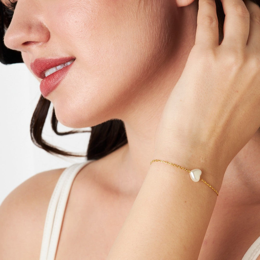 Beyaz Kalpli Bileklik - 925 GÜMÜŞ