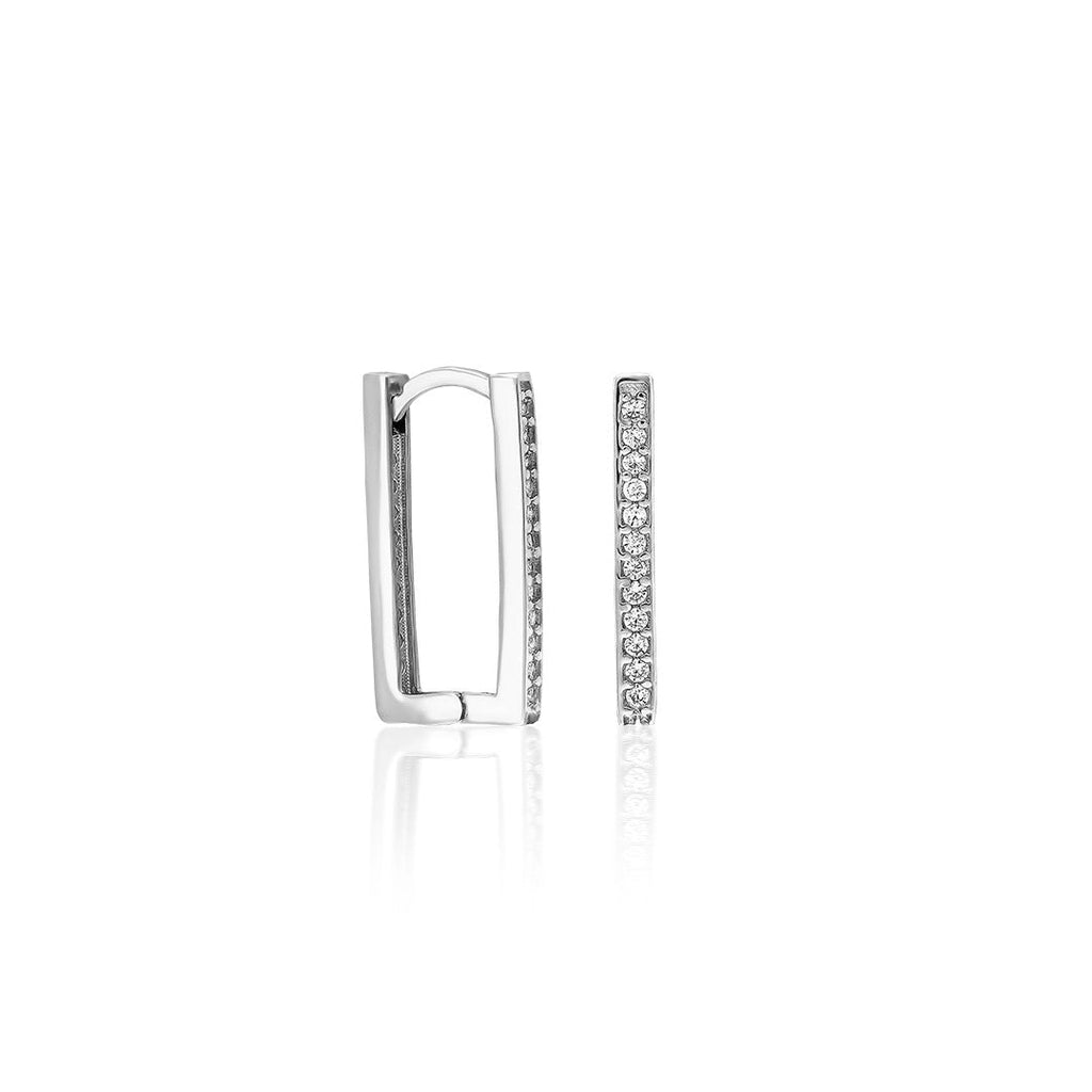 Taşlı Dikdörtgen Küpe - 925 GÜMÜŞ