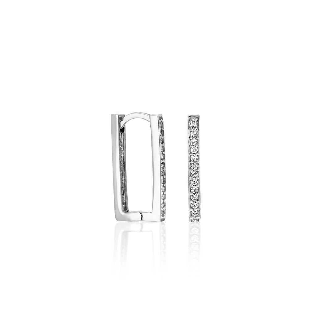 Taşlı Dikdörtgen Küpe - 925 GÜMÜŞ