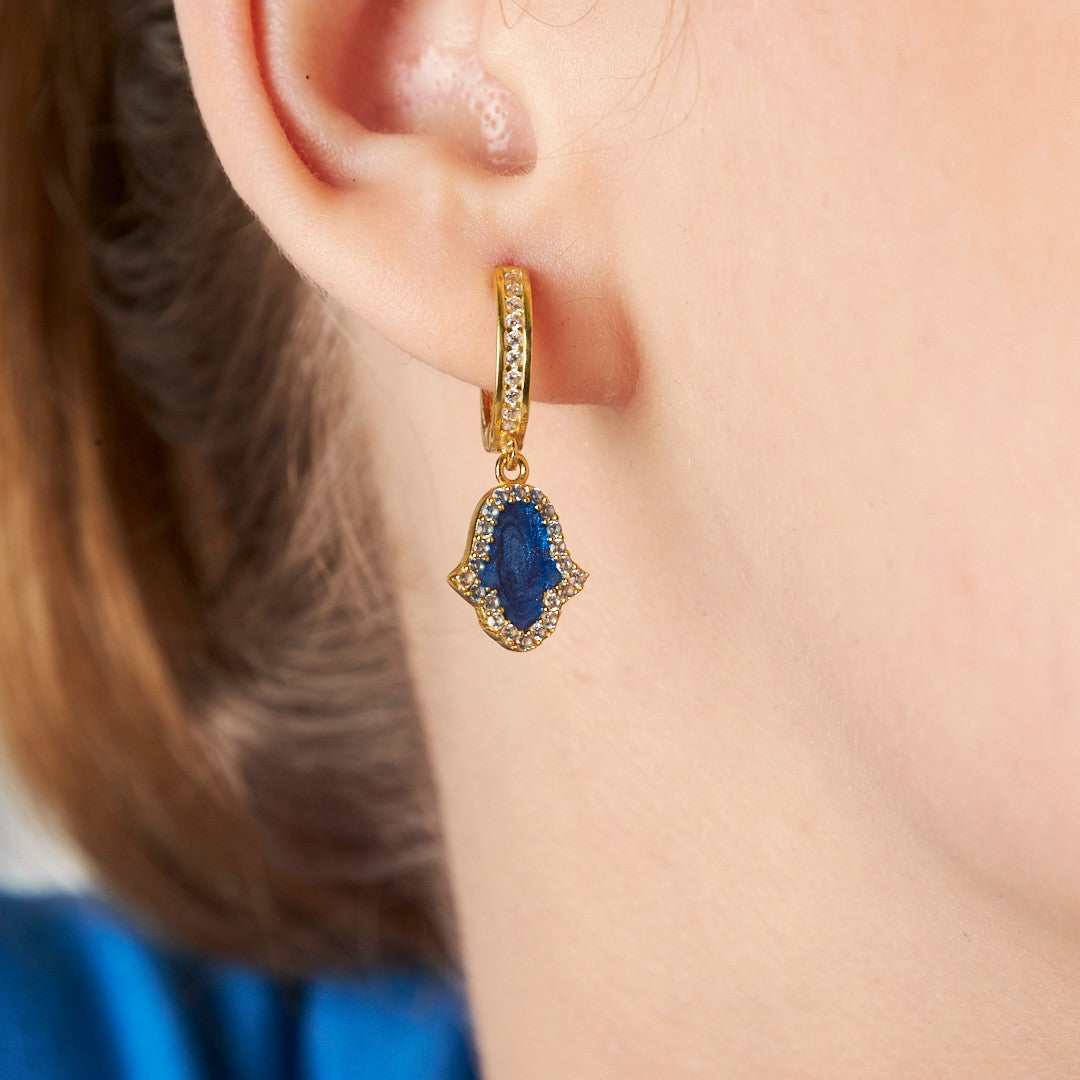 Fatma'nın Zirkon Taşlı El Küpesi - 925 GÜMÜŞ