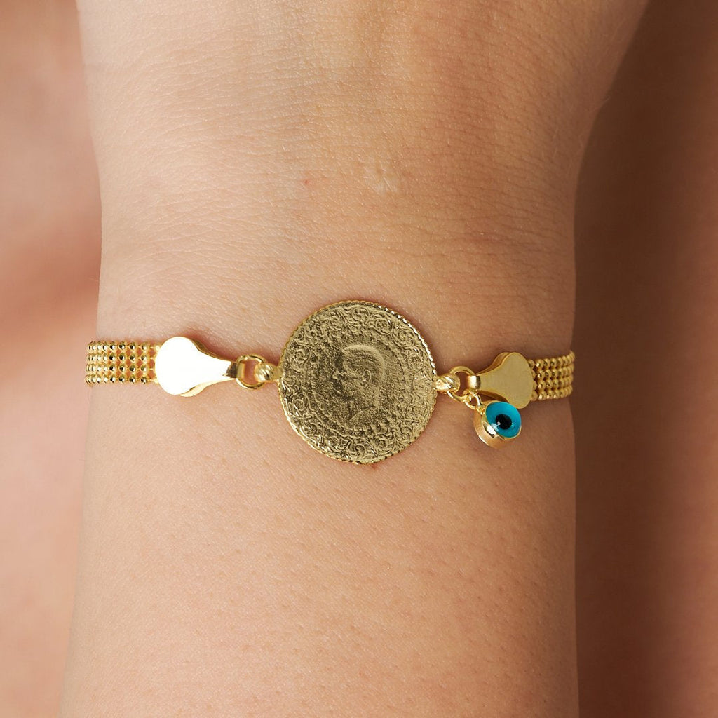 Nazar Boncuğu Çeyrek Top Zincir Bileklik - 925 GÜMÜŞ