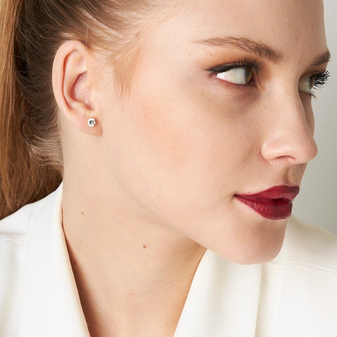 Tek Taş Küpe - 925 GÜMÜŞ