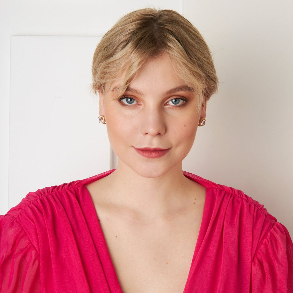 Baget Zirkon Tek Taş Küpe - 925 GÜMÜŞ