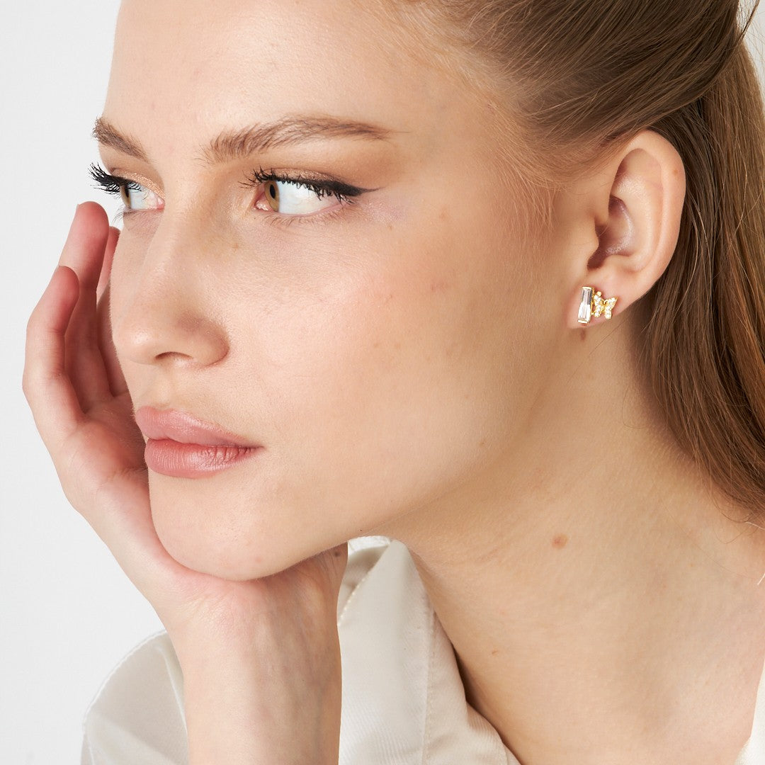 Kelebekli Baget Küpe - 925 GÜMÜŞ