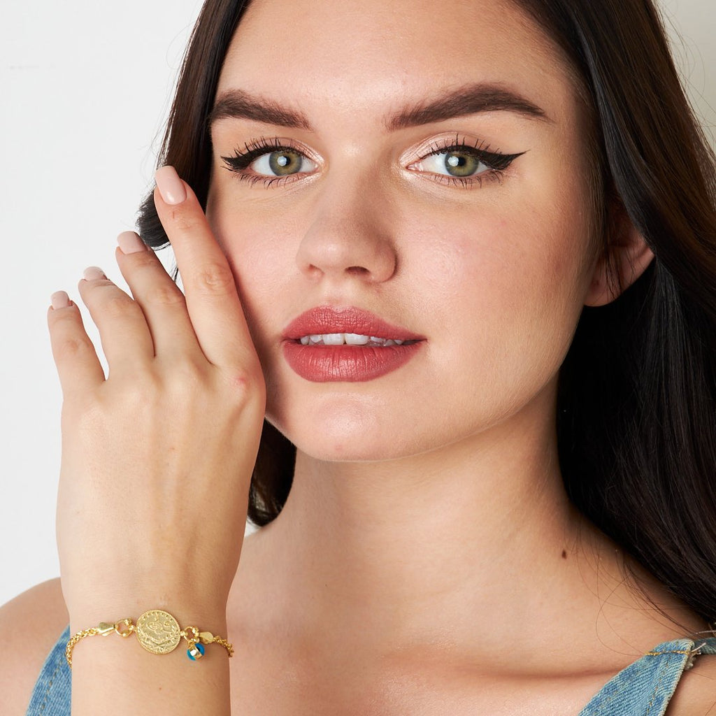 Tuğralı Nazar İşlemeli Zincir Bileklik - 925 GÜMÜŞ