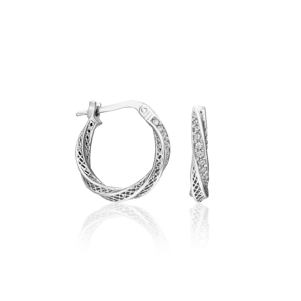 Taşlı Bükülmüş Küpe - 925 GÜMÜŞ