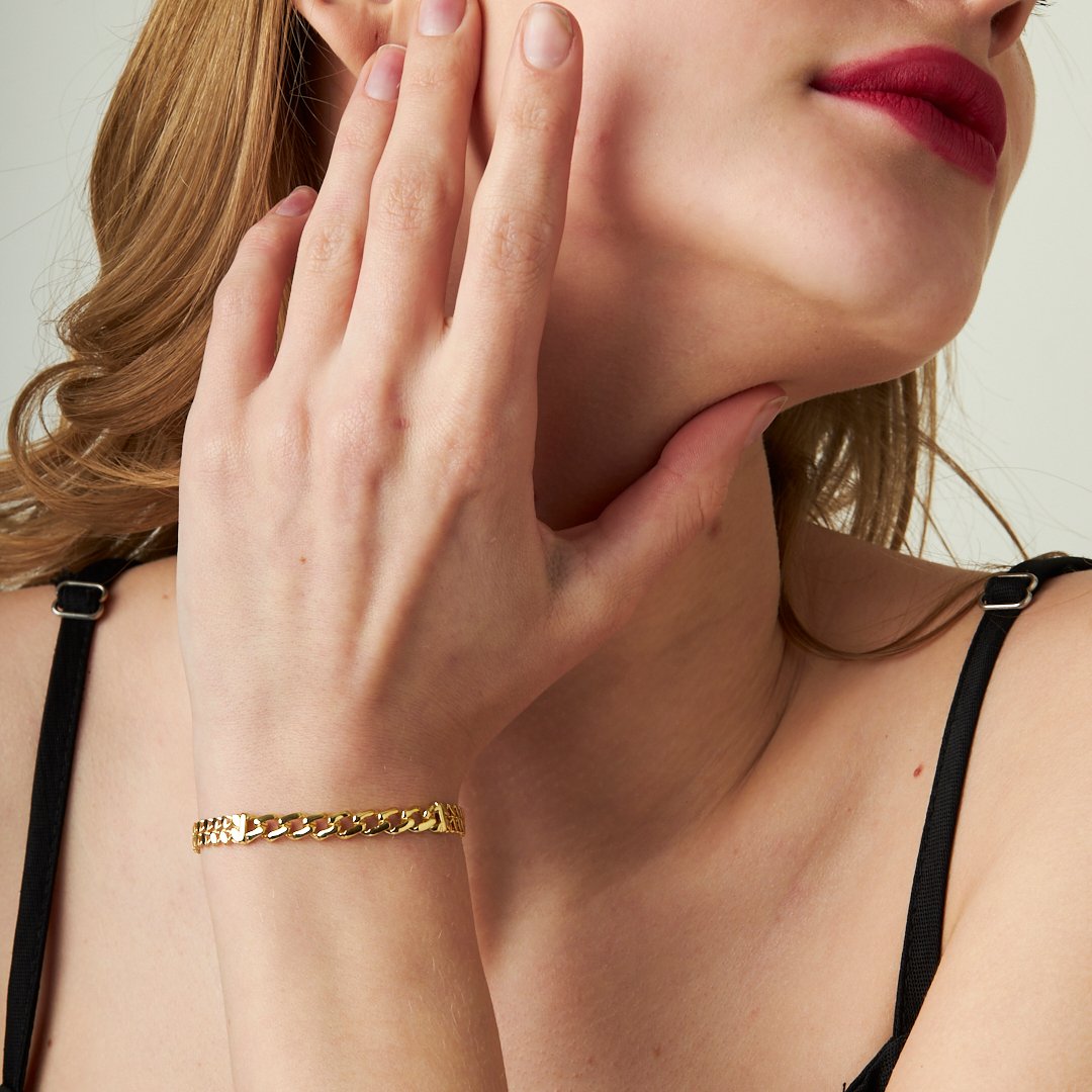 Küba Zincir Bağlantı Bilezik - 925 GÜMÜŞ