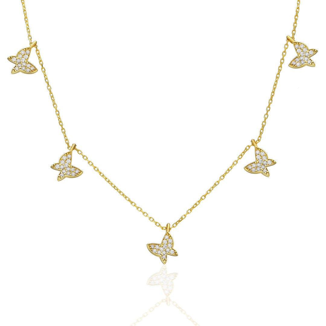 Beş Katlı Kelebek Kolye - 925 GÜMÜŞ