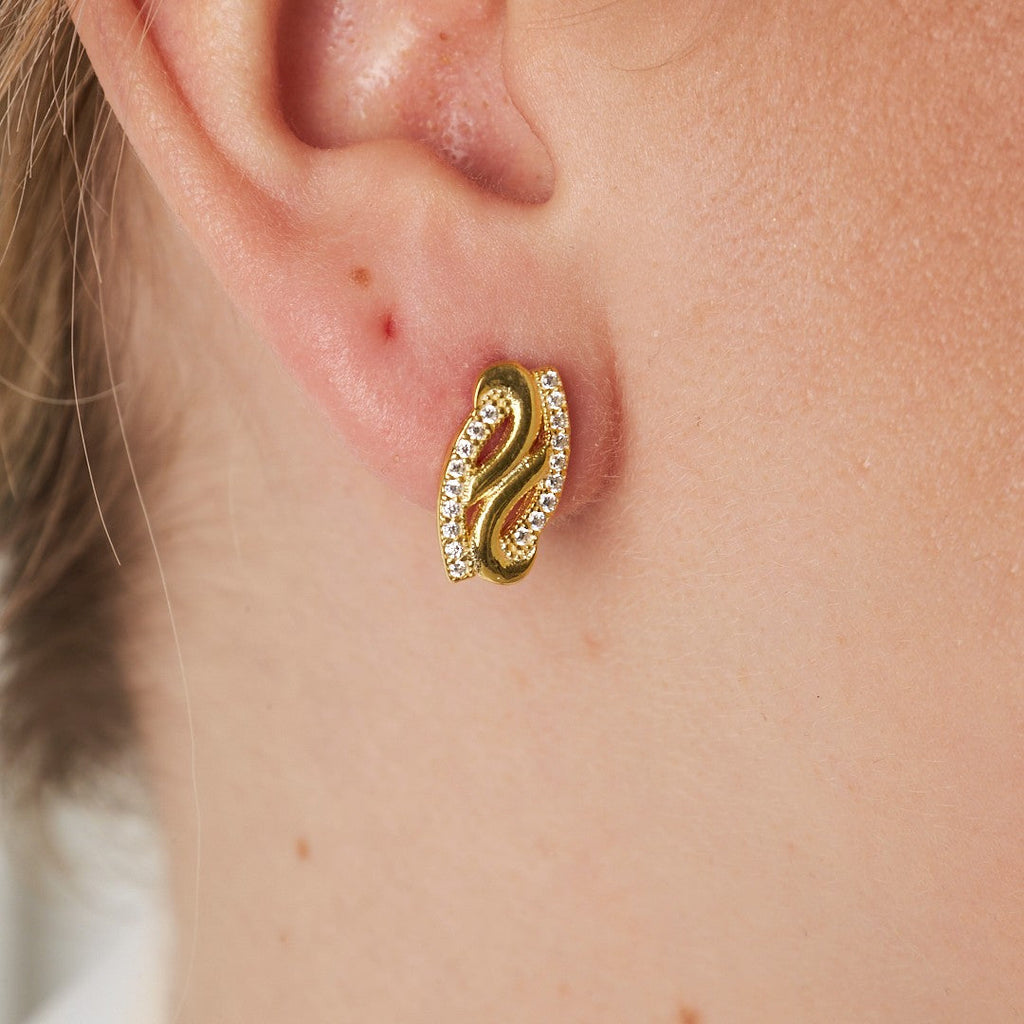 Favori Yan Taşlı Küpeler - 925 GÜMÜŞ