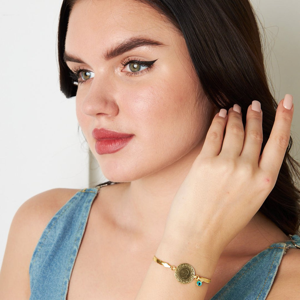 Balıksırtı Zincirli Charmlı Bileklik - 925 GÜMÜŞ