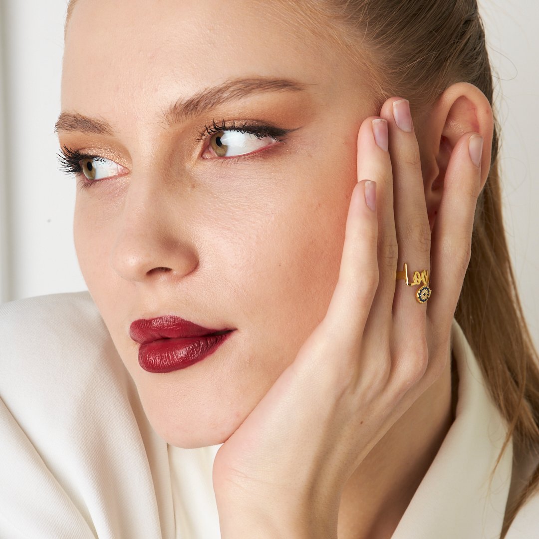 Nazarlı Love Yüzük - 925 GÜMÜŞ