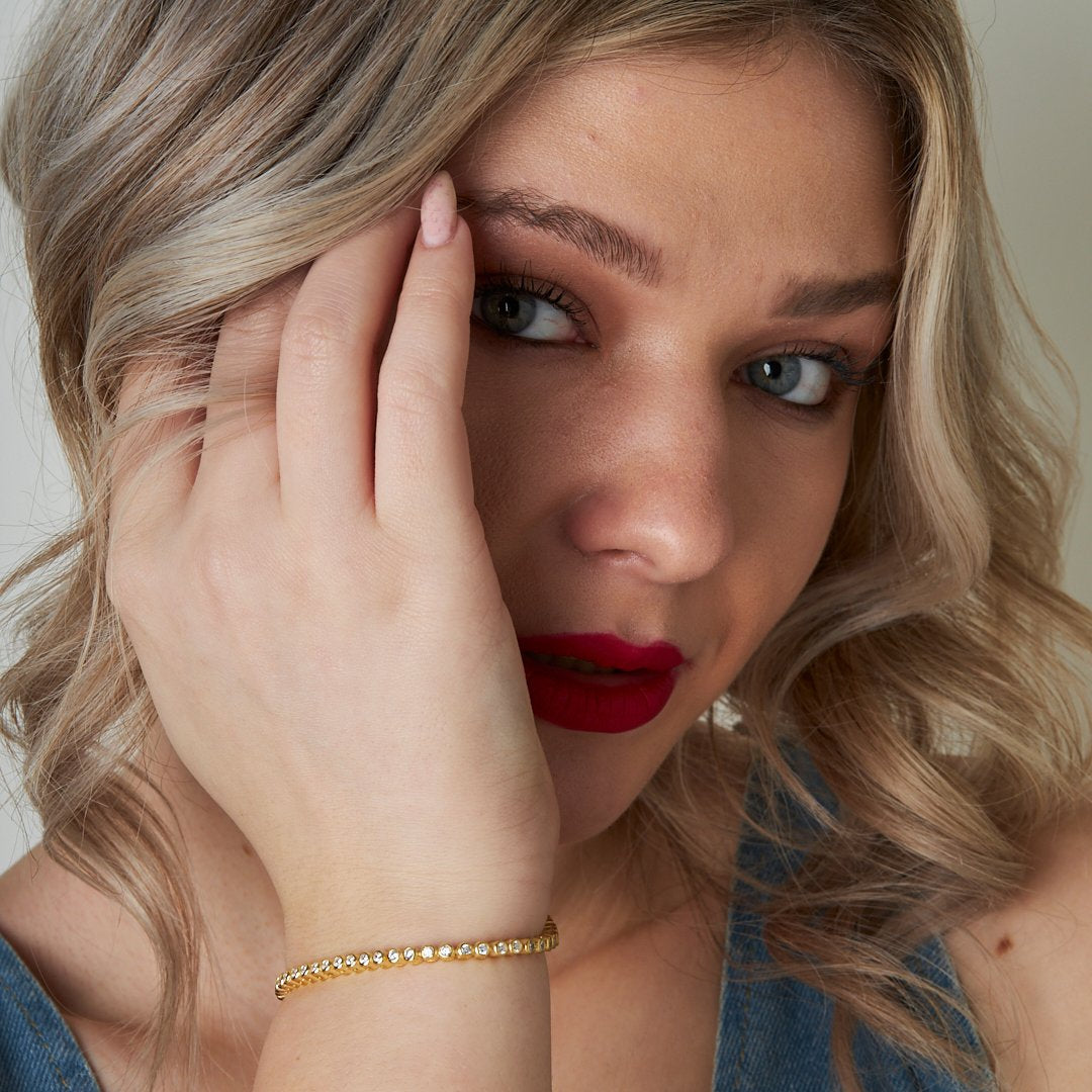 Tek Taş Su Yolları Bileklik - 925 GÜMÜŞ