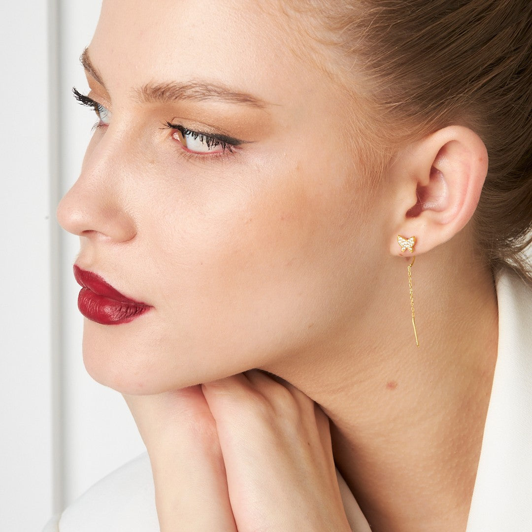 Kelebek Detaylı Küpe - 925 GÜMÜŞ