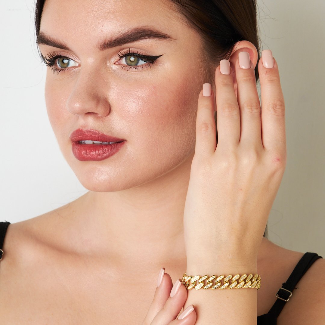 Taşlı Kalın Gurme Bileklik - 925 GÜMÜŞ