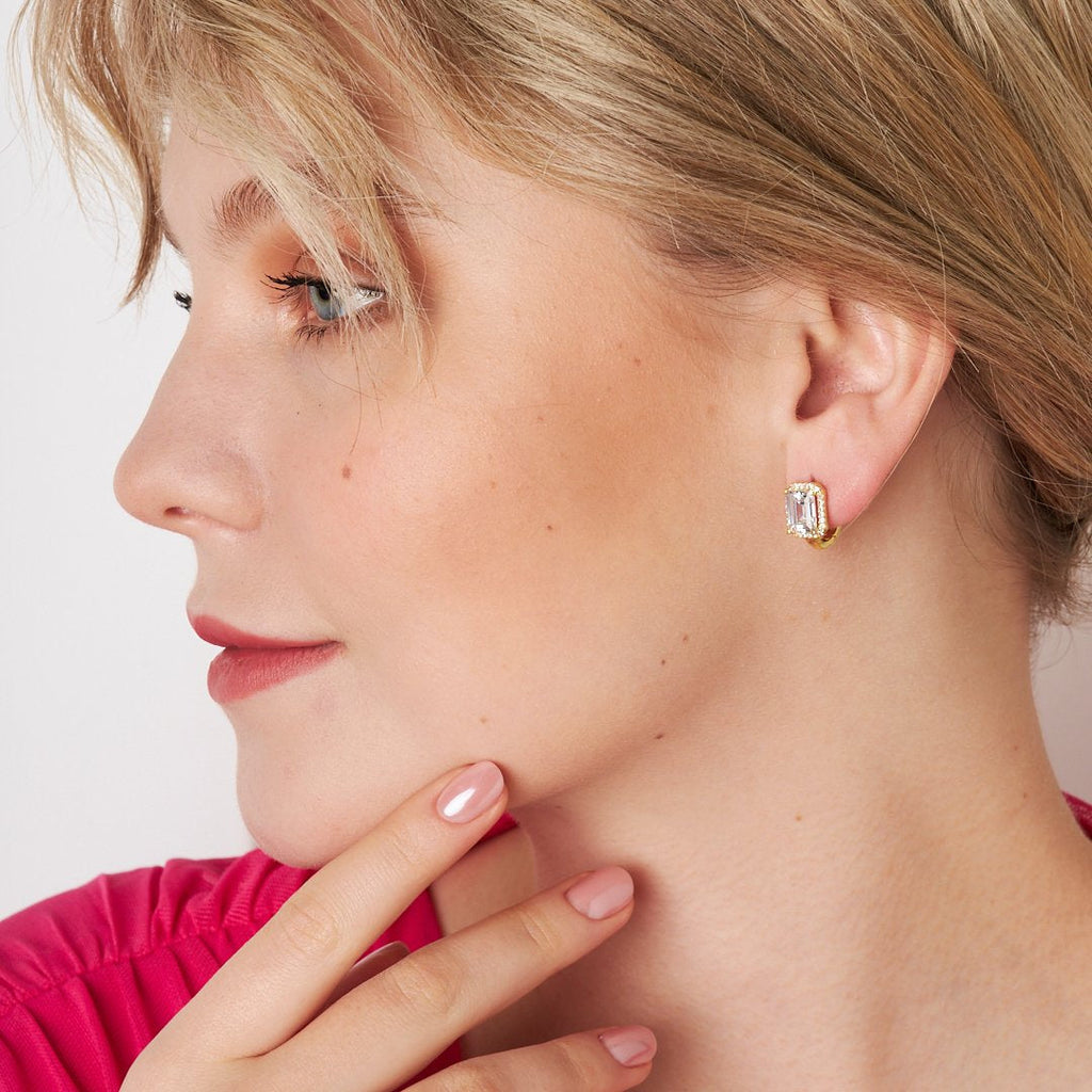 Taşlı Klasik Baget Küpeler - 925 GÜMÜŞ